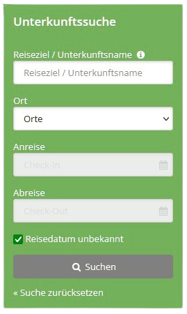 Suchmaske Unterkunft Ferienwohnung Gastgeber